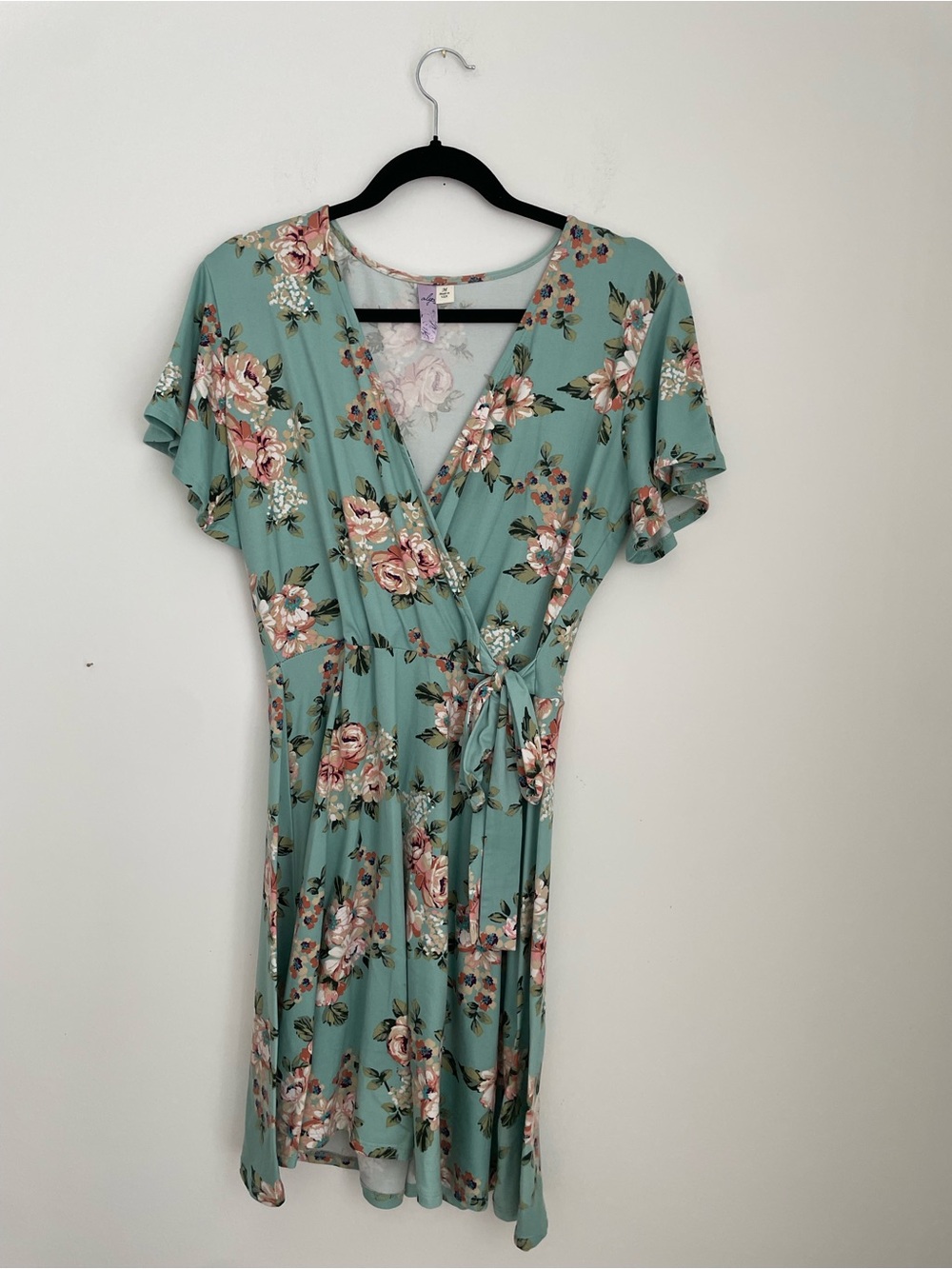 Floral Wrap Dress in blue/green